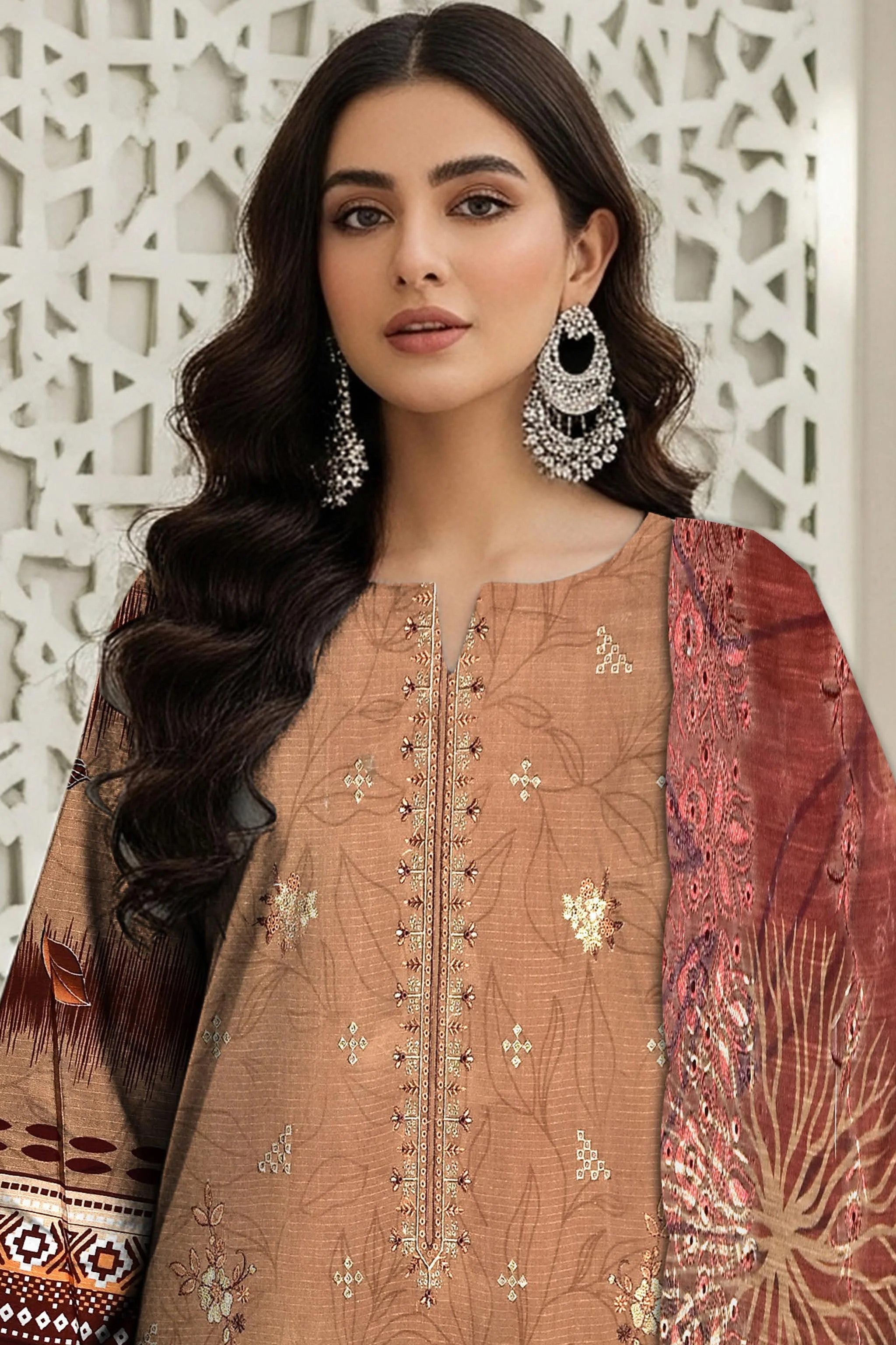 Orange 3Pc Unstitch Suit - 02