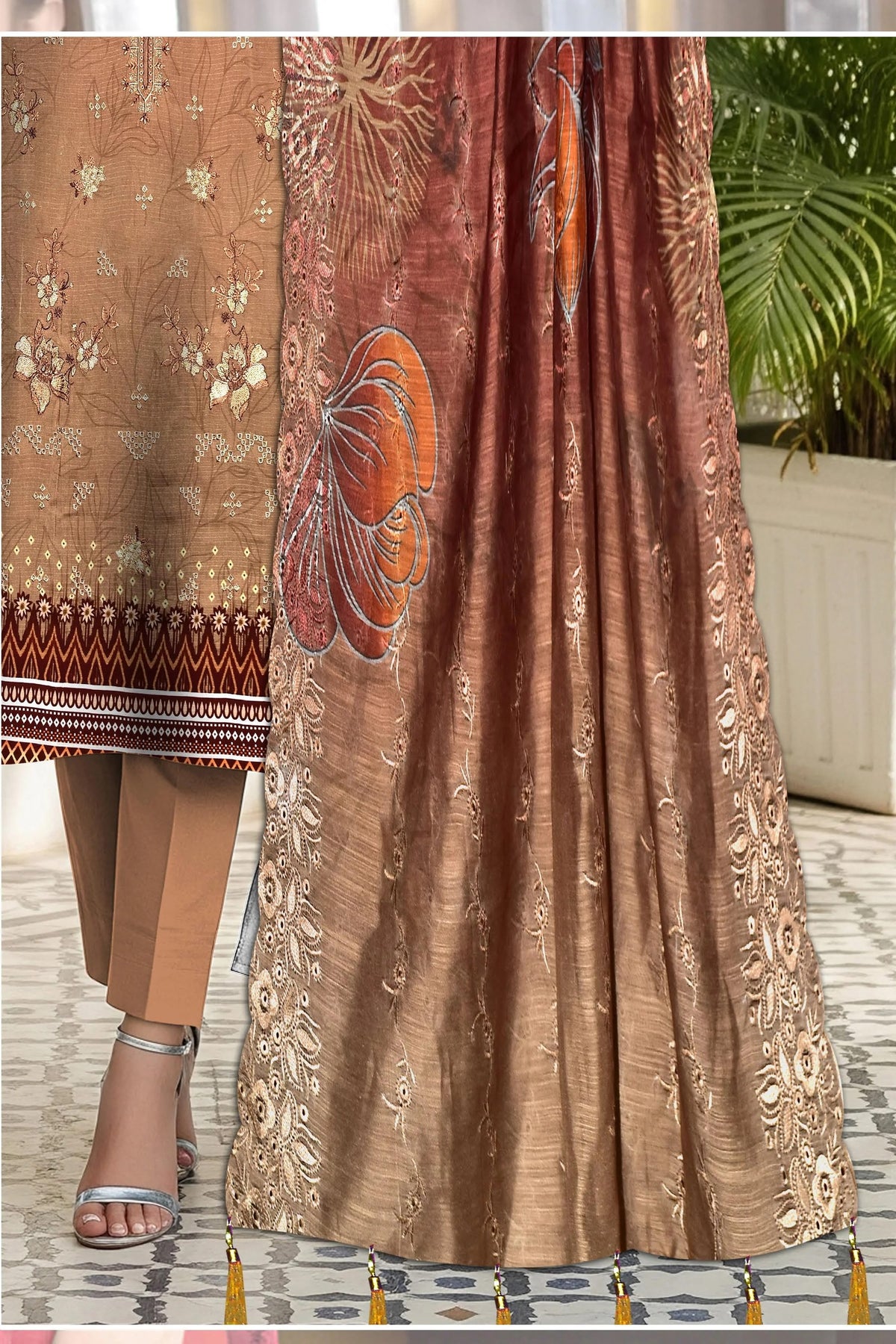 Orange 3Pc Unstitch Suit - 02
