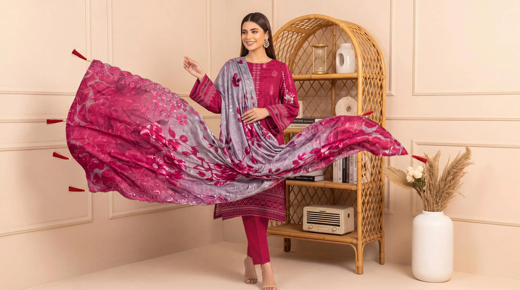 Magenta 3Pc Unstitch Suit - 06