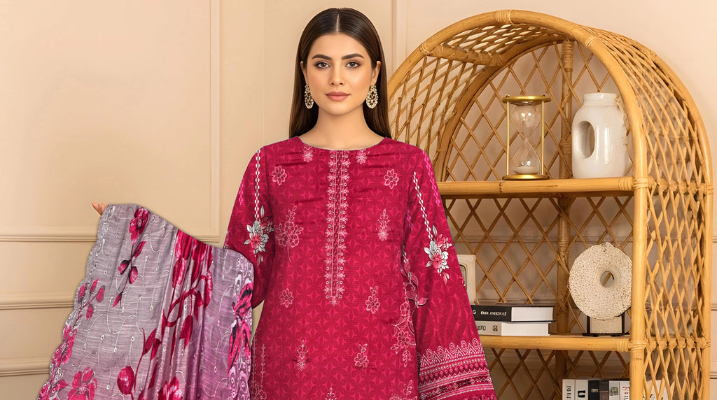 Magenta 3Pc Unstitch Suit - 06