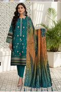 Teal Blue 3Pc Unstitch Suit - 03