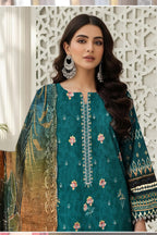 Teal Blue 3Pc Unstitch Suit - 03